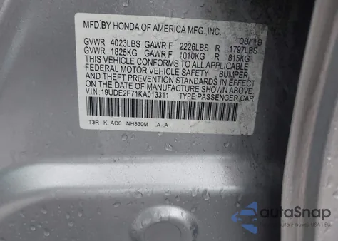 2019 Acura Ilx Premium Package/Technology Package from USA, damaged, VIN 19UDE2F71KA013311